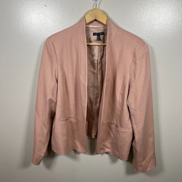 Eileen Fisher Tencel Open Front Blazer Jacket Size XL Blush Pink Career Work - Picture 1 of 10